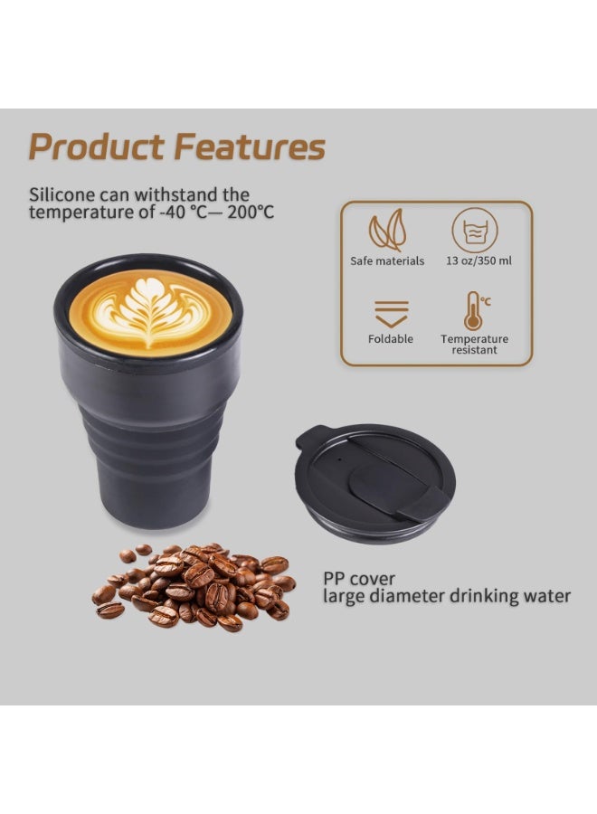 CMGTYYD. كوب سفر قابل للطي، سعة 375 مل/13 أونصة - زجاجة سيليكون قابلة لإعادة الاستخدام بحجم الجيب للمشروبات الساخنة والباردة - مثالية للتخييم والمشي لمسافات طويلة - آمنة للاستخدام في غسالة الأطباق والميكروويف - Image 4