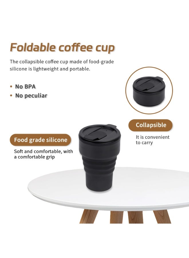 CMGTYYD. كوب سفر قابل للطي، سعة 375 مل/13 أونصة - زجاجة سيليكون قابلة لإعادة الاستخدام بحجم الجيب للمشروبات الساخنة والباردة - مثالية للتخييم والمشي لمسافات طويلة - آمنة للاستخدام في غسالة الأطباق والميكروويف - Image 3
