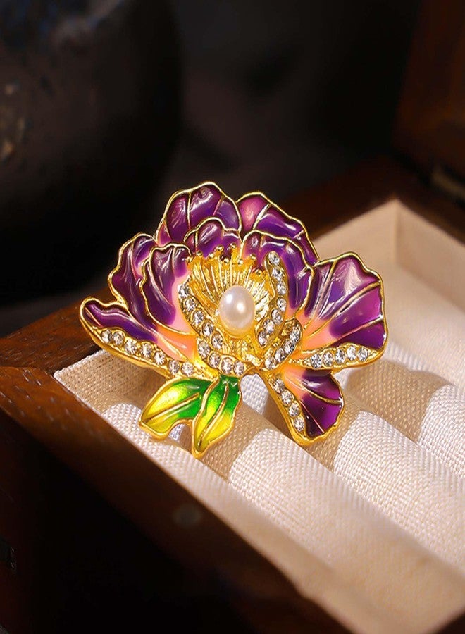 Aeenioy 2 PCS Brooch Pin for Women, Elegant Peony Flower Brooch Alloy Saree Pins for Women, Stylish Hijab and Scarf Accessories, Perfect for Wedding, Party and Formal Occasions - Image 3