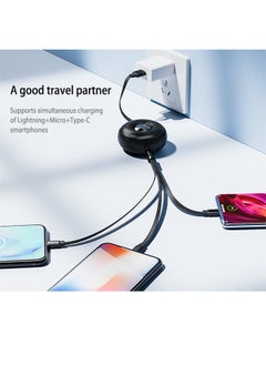 Winla 66W/6A Super Fast Charging Cable, Retractable Coiled Multi Charging Cable 3 in 1 Charger Cord with USB C/Lightning/Micro USB Port for iPhone 14/13, Samsung, Huawei, Xiaomi, OPPO, iPad, Kindle(1.1m)  - Image 4