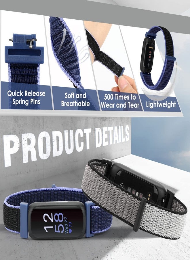 Bcuckood سوار نايلون من Bcuckood متوافق مع Fitbit Inspire 3/2/HR/Ace 3/Ace 2، سوار رياضي ناعم من النايلون، قابل للتهوية، حزام بديل قابل للتعديل للنساء والرجال - Image 3