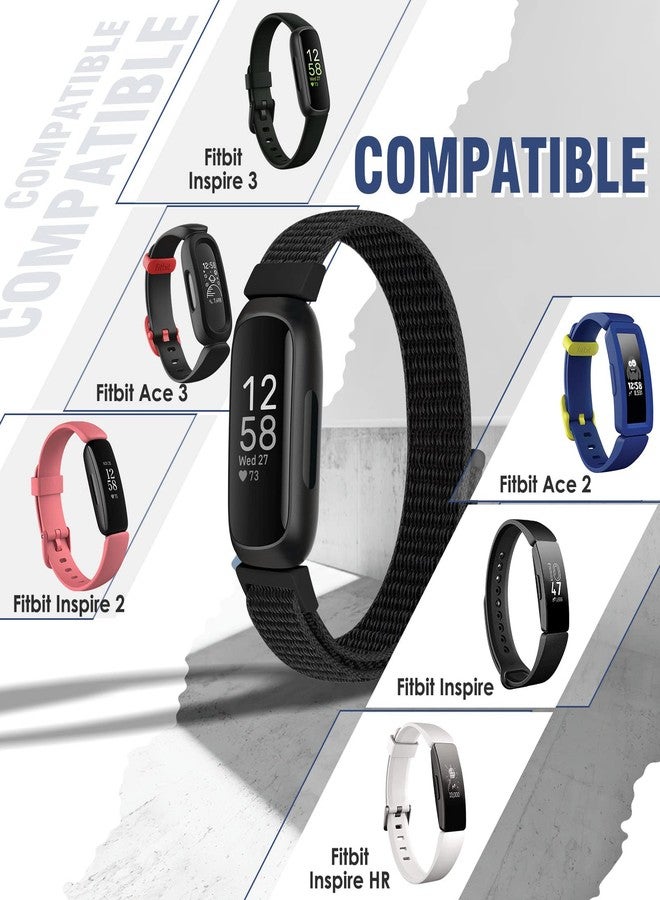 Bcuckood سوار نايلون من Bcuckood متوافق مع Fitbit Inspire 3/2/HR/Ace 3/Ace 2، سوار رياضي ناعم من النايلون، قابل للتهوية، حزام بديل قابل للتعديل للنساء والرجال - Image 2