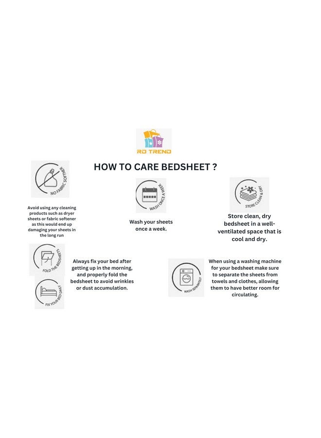 RD TREND Presents Bedsheet for Double Bed 210 TC, Size- 90/100 Inchs (228/254 CM),Polycotton Double Bed bedsheet with 2 Pillow Covers(18/28 Inchs) Color-Multi Pattern- Pankh - Image 4