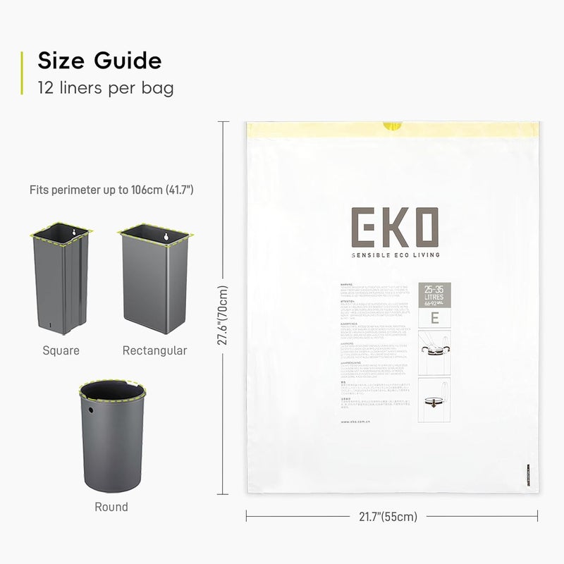 EKO Size E Drawstring Bin Liners, 25-35 Litres, White - Image 2
