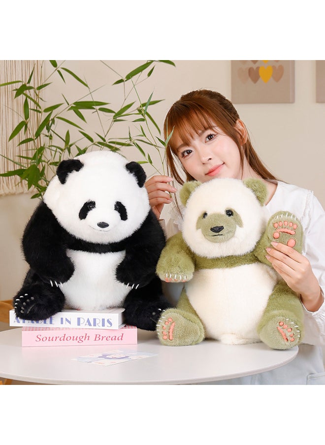 Generic - 仿真大熊猫公仔稀有绿色花花毛绒玩具七仔大号萌兰玩偶生日礼物女-规格:35cm 830g 高档米貂-颜色:仿真熊猫【绿嘟嘟】 - Image 1