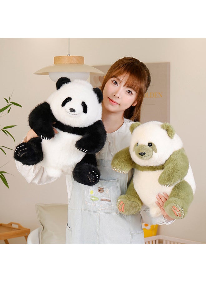 Generic - 仿真大熊猫公仔稀有绿色花花毛绒玩具七仔大号萌兰玩偶生日礼物女-规格:35cm 830g 高档米貂-颜色:仿真熊猫【绿嘟嘟】 - Image 1