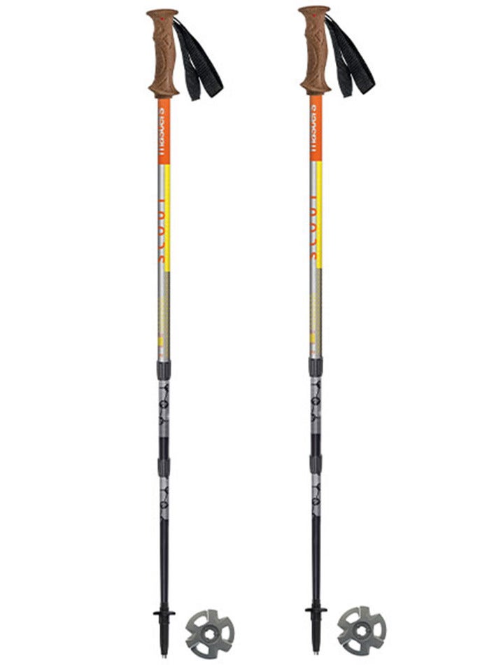 Masters Trekking Poles Scout (Yellow/Orange) – Alu 5083 Aluminum Hiking Poles, Adjustable 110–140 cm (65 cm Collapsed), Band Automatic Lock System, BS Lock, Steel Tips, Lightweight 248g, Durable Trekking Poles for Hiking & Outdoor Adventure