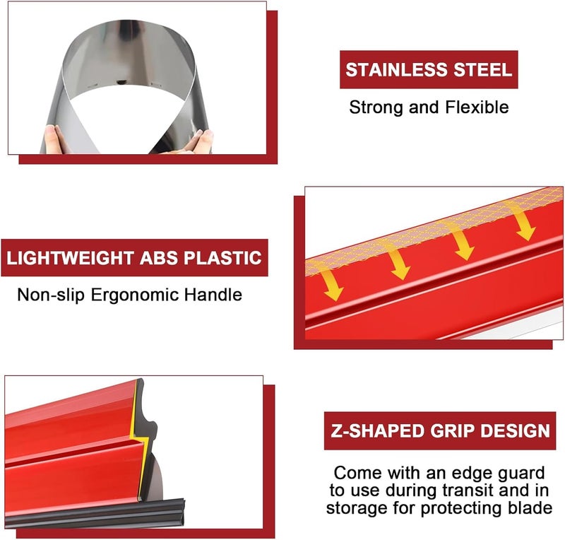Serplex شفرة سكينة 23.62 بوصة 60 سم من الفولاذ المقاوم للصدأ لتنعيم الجدران 3 قطع - Image 4