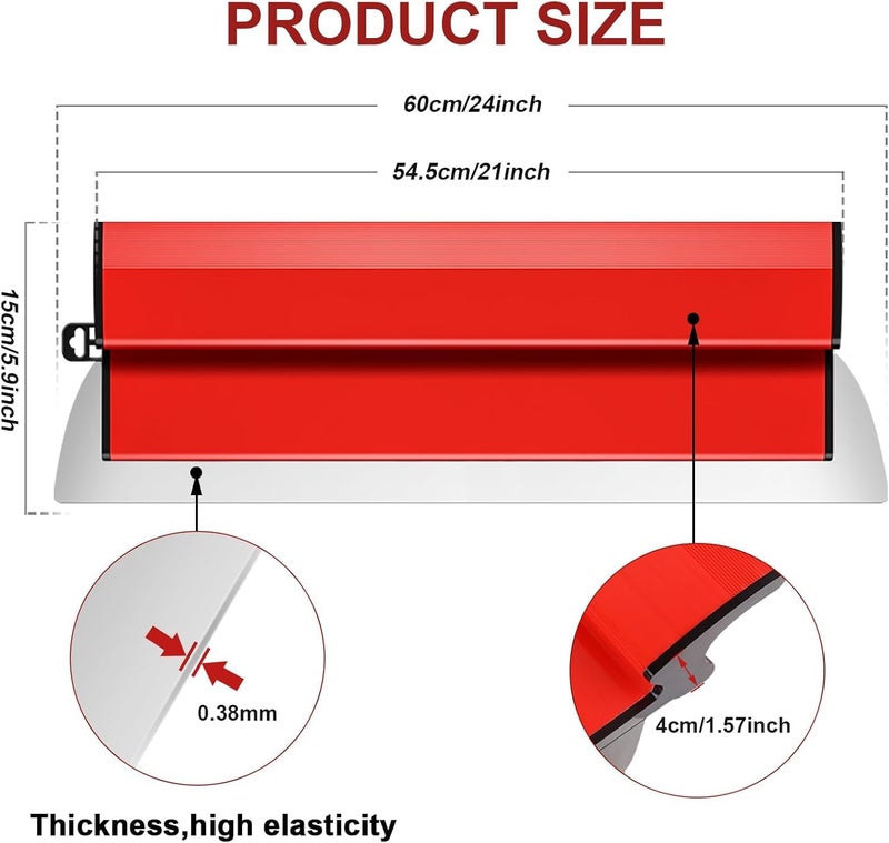 Serplex شفرة سكينة 23.62 بوصة 60 سم من الفولاذ المقاوم للصدأ لتنعيم الجدران 3 قطع - Image 2