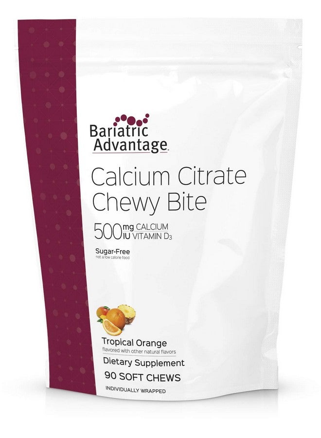 Bariatric Advantage Calcium Citrate Chewy Bites 500Mg With Vitamin D3 For Bariatric Surgery Patients Including Gastric Bypass And Sleeve Gastrectomy Sugar Free Tropical Orange Flavor 90 Count - Image 2