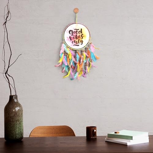 DULI Dream Catcher Handmade Tree of Life Canvas Dreamcatcher for Bedrooms Office Balcony Outdoors Garden Car Hanging, 49cm, Dreamkacher (CanvasGoodVibesMediumDC-PastelMulticolor) - Image 3