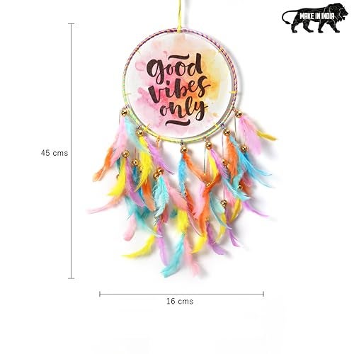 DULI Dream Catcher Handmade Tree of Life Canvas Dreamcatcher for Bedrooms Office Balcony Outdoors Garden Car Hanging, 49cm, Dreamkacher (CanvasGoodVibesMediumDC-PastelMulticolor) - Image 4