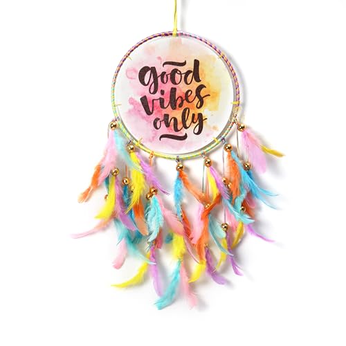 DULI Dream Catcher Handmade Tree of Life Canvas Dreamcatcher for Bedrooms Office Balcony Outdoors Garden Car Hanging, 49cm, Dreamkacher (CanvasGoodVibesMediumDC-PastelMulticolor) - Image 5