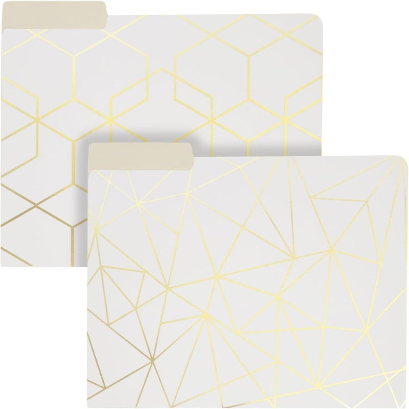 Paper Junkie 12-Pack Cute Geometric Gold Foil Decorative & Colored File Folders, Letter Size (9.5x11.5 in) - 1/3-Cut Tab File Folders for Office Supplies - Aesthetic Office Supplies - Image 5