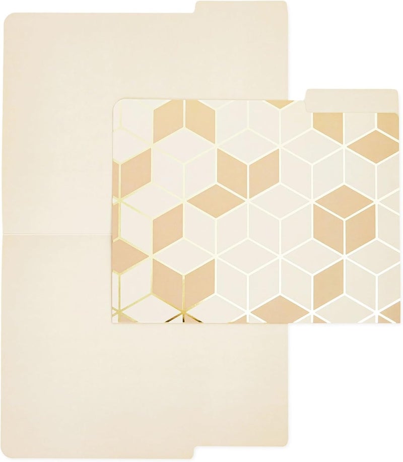 Paper Junkie 12-Pack Cute Geometric Gold Foil Decorative & Colored File Folders, Letter Size (9.5x11.5 in) - 1/3-Cut Tab File Folders for Office Supplies - Aesthetic Office Supplies - Image 3