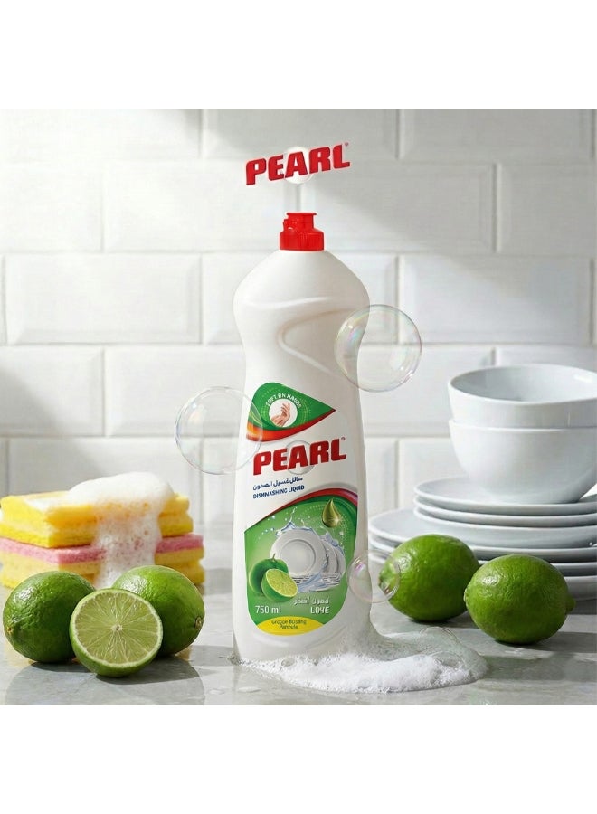 Pearl Dishwash Liquid Lime 1.5L Promo Pack Strong Grease Removal Dishwashing Soap Soft on Hands Kitchen Cleaner  2 x 750 ml, 1.5 L - Image 2