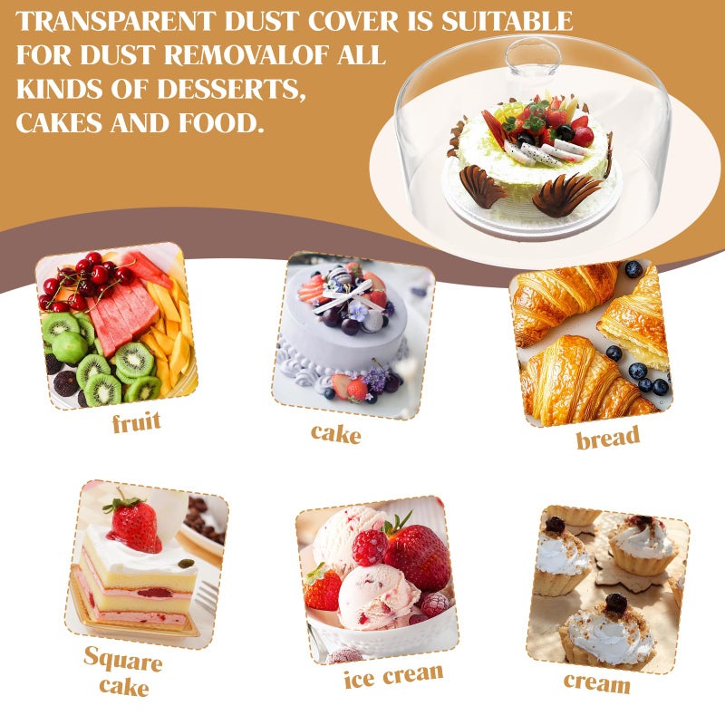 Krbnk 11 Inch Glass Cake Dome Cover, Upgraded Thickened Clear Cake Cover Lid for Cake Stand, Round Cloche Glass Dome for Dessert Plates Display and Protection - Image 5