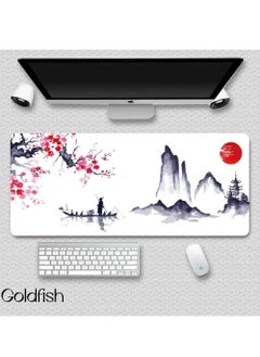Goldfish Chinese Style Landscape oil Painting Mouse Pad White 400 × 900mm 