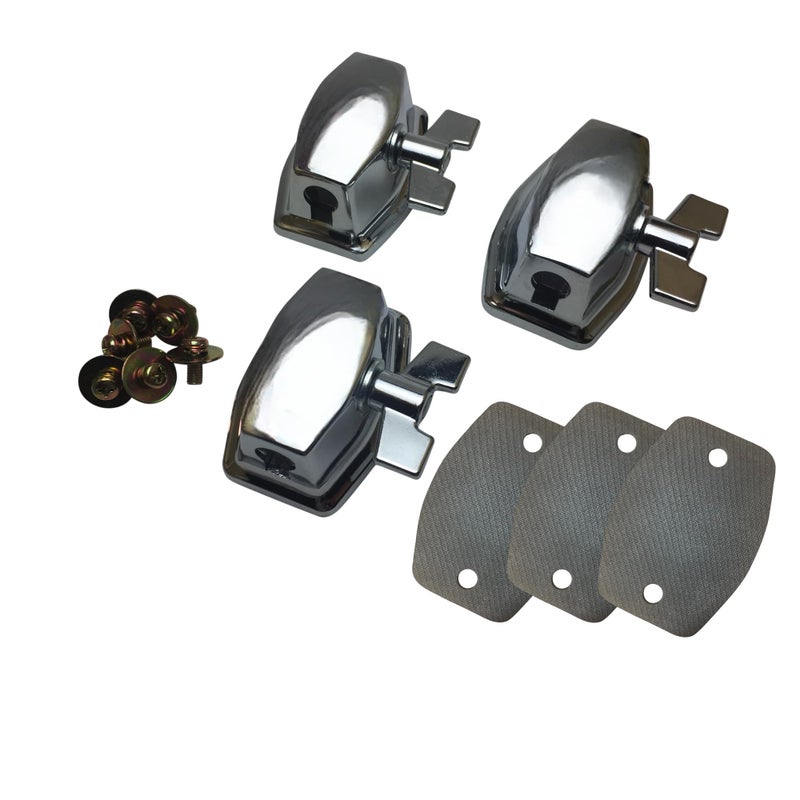 ROSS Drumheads ROSS Percussion Tom/Floor Tom Leg Mount Brackets, 3 Pack, Chrome - Image 1
