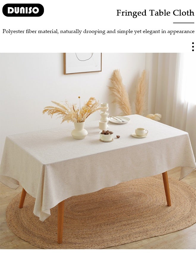DUNISO Cotton Linen Table Cloth, Rectangular Retro Farmhouse Tablecloth, Wrinkle-Free Dust-Proof,Washable Decorative Table Covers for Home Kitchen Dinning Deco Party Wedding - Image 5