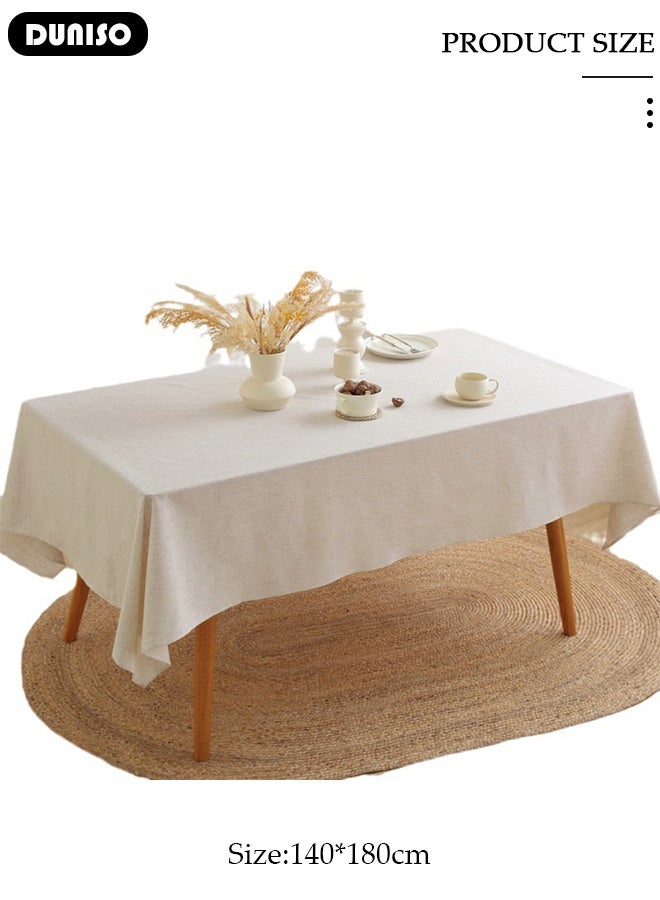 DUNISO Cotton Linen Table Cloth, Rectangular Retro Farmhouse Tablecloth, Wrinkle-Free Dust-Proof,Washable Decorative Table Covers for Home Kitchen Dinning Deco Party Wedding - Image 2