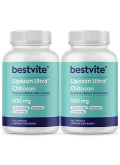 BESTVITE BESTVITE Liposan Ultra Chitosan 500mg (480 Capsules) (240 x 2) - Patented Faster Acting Than Regular Chitosan - No Stearates - No Fillers  - Image 1