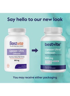 BESTVITE BESTVITE Liposan Ultra Chitosan 500mg (480 Capsules) (240 x 2) - Patented Faster Acting Than Regular Chitosan - No Stearates - No Fillers  - Image 3