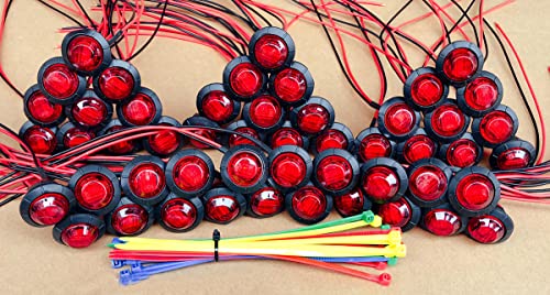 Aokzeeo 50 pcs 3/4 Inch led marker light Red 3 LED Trailer lights Side Marker Indicator Lights Clearance lights Button Signal Lamps Truck Trailer Bus Marine RV Automobiles Flatbed - Image 2