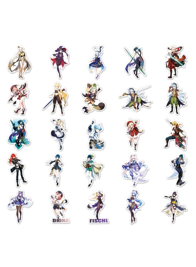 NIBEMINENT 50 Pcs Genshin Deco Kit Waterproof Stickers, High Definition Printing Bright Colors, Suitable for Laptop Skateboard Luggage Water Bottle Guitar DIY - Image 2