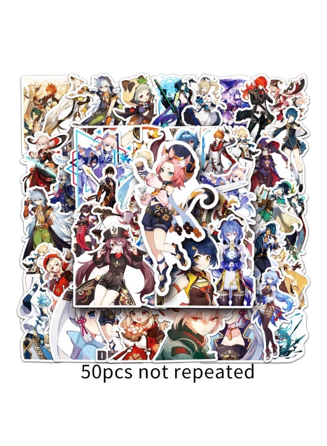 NIBEMINENT 50 Pcs Genshin Deco Kit Waterproof Stickers, High Definition Printing Bright Colors, Suitable for Laptop Skateboard Luggage Water Bottle Guitar DIY - Image 1