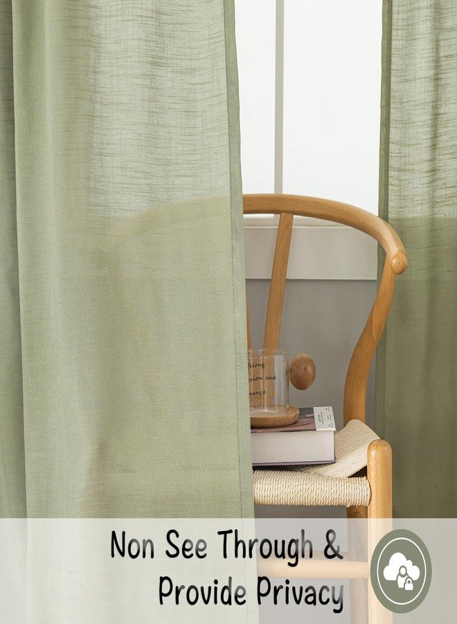 DONREN Sage Green Linen Back Tab Curtains 84 Inches Long 2 Panels Set for Bedroom - Modern Farmhouse Hooks Belt Pleated Semi Privacy Drapes Shabby Chic Pocket Light Filtering Window Curtains - Image 4