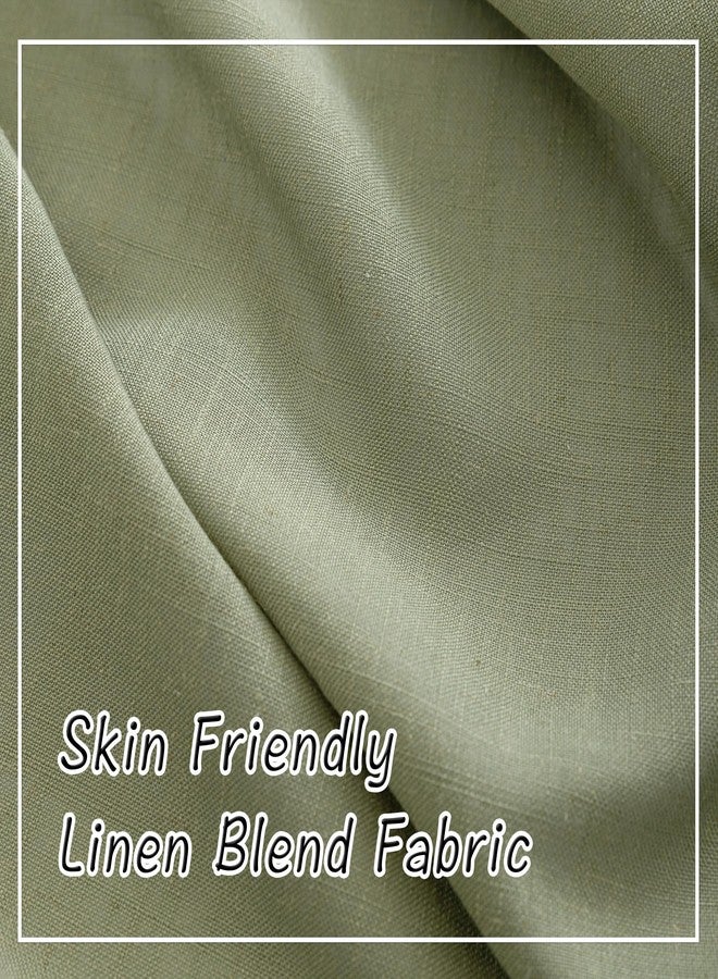 DONREN Sage Green Linen Back Tab Curtains 84 Inches Long 2 Panels Set for Bedroom - Modern Farmhouse Hooks Belt Pleated Semi Privacy Drapes Shabby Chic Pocket Light Filtering Window Curtains - Image 5