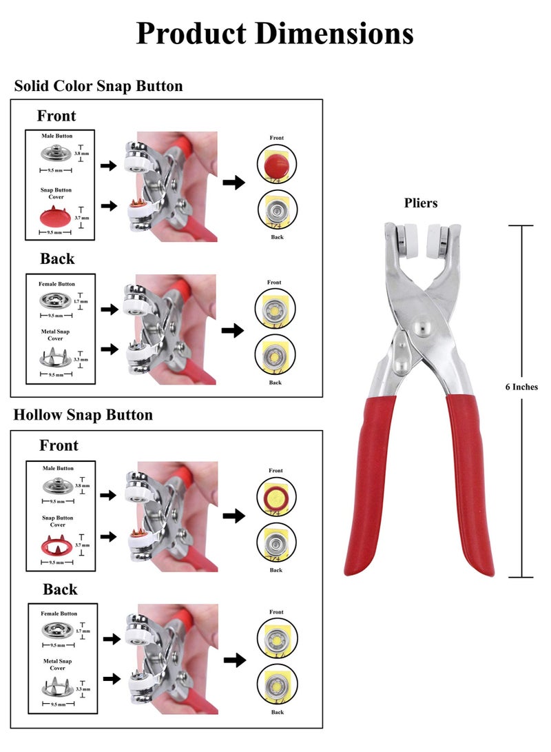 Y&D Snaps Buttons with Fastener Pliers Press Tool Kit for Sewing Snap Fasteners DIY CraftingSewing Clothes Romper Bib Crafting - Image 5