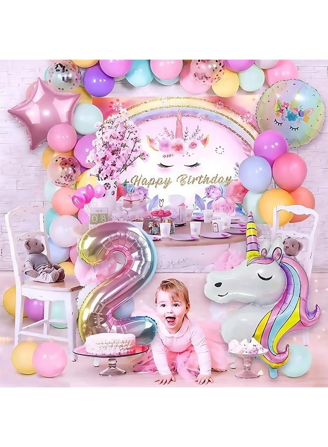 Peachjoy 139 Pcs Unicorn Balloons Garland Arch Kit, Unicorn Birthday Party Decorations Star Assorted Colors Latex Balloon Garland for Kid Baby Girls Baby Shower Unicorn Party Supplies - Image 4