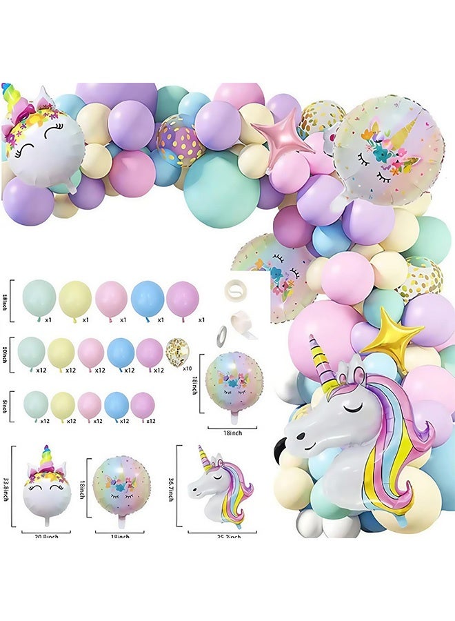 Peachjoy 139 Pcs Unicorn Balloons Garland Arch Kit, Unicorn Birthday Party Decorations Star Assorted Colors Latex Balloon Garland for Kid Baby Girls Baby Shower Unicorn Party Supplies - Image 2