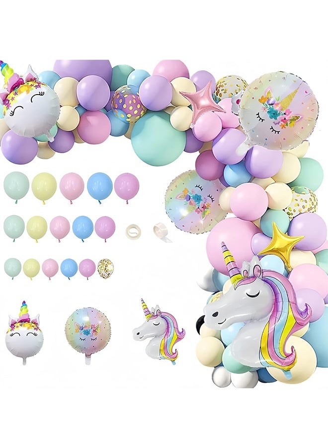 Peachjoy 139 Pcs Unicorn Balloons Garland Arch Kit, Unicorn Birthday Party Decorations Star Assorted Colors Latex Balloon Garland for Kid Baby Girls Baby Shower Unicorn Party Supplies - Image 1