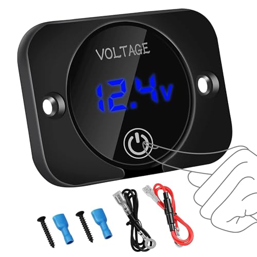Linkstyle Battery Voltage Gauge DC Volt Meter 12 Volt 24 Volt LED Digital Display Voltage Meter Waterproof Voltmeter with Touch Switch for Car RV Motorcycle Boat Golf Cart - Image 1