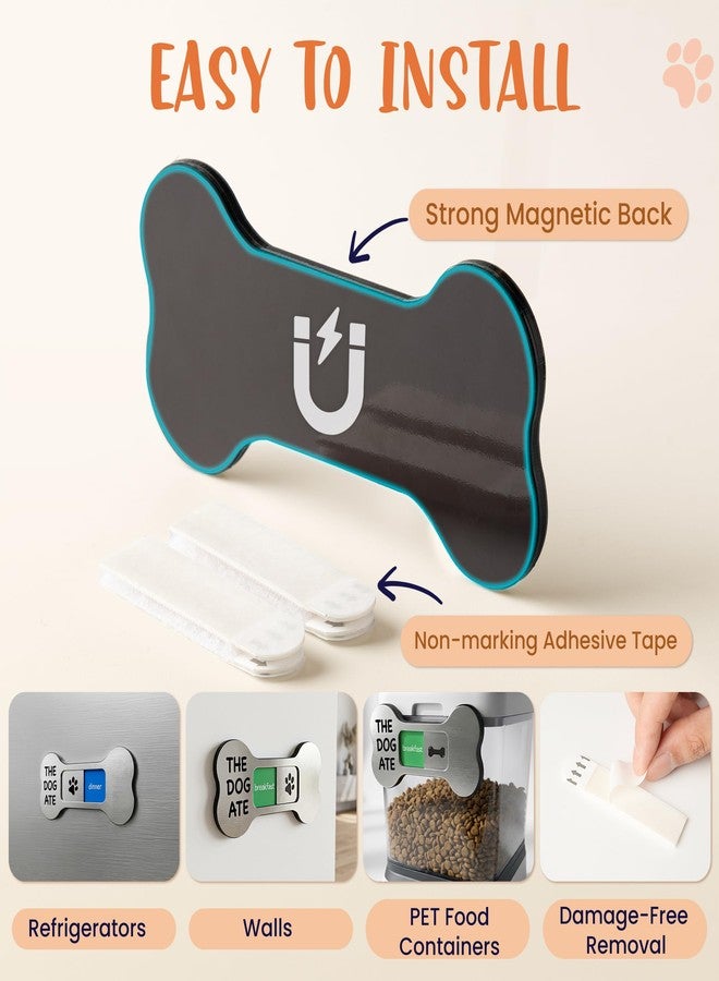 EliteSign Dog Feeding Reminder Supplies with Magnet, Bone-Shaped Design Brushed Silver, Acrylic Pet Nursing Schedule for Breakfast & Dinner, Feed Slider with Paw Pattern, 2 Stickers 5.5 x 2.6inch - Image 4