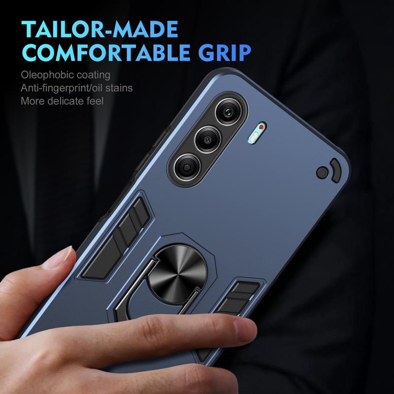 HuHa Case Cover For Tecno Camon 40 Pro 5G Shockproof Metal Ring Holder Phone Case(Blue) - Image 5