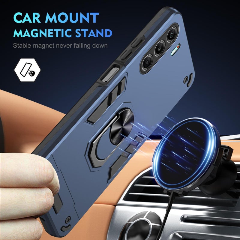 HuHa Case Cover For Tecno Camon 40 Pro 5G Shockproof Metal Ring Holder Phone Case(Blue) - Image 2