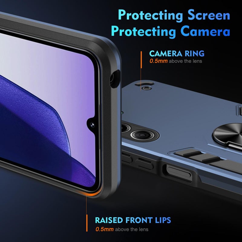 HuHa Case Cover For Tecno Camon 40 Pro 5G Shockproof Metal Ring Holder Phone Case(Blue) - Image 3