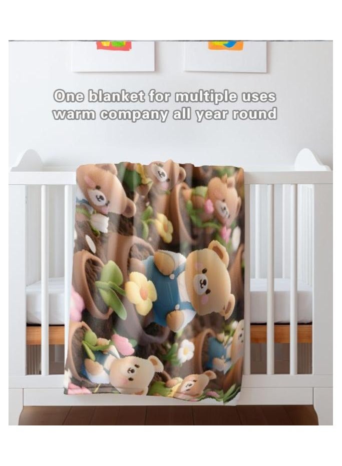 عام بطانية رقيقة من الفانيلا الكرتونية للأطفال أو الطلاب (دافئة ومريحة ومناسبة للنوم والألعاب) 100 سم * 150 سم - Image 4