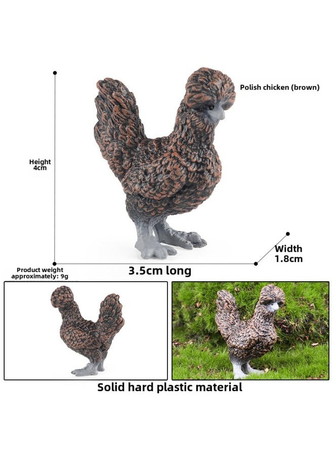 Simulation Static Animal Duck Model Children's Cognitive Toys Poultry Solid Duck Mallard Duck Plastic Ornaments-Color:M-2938 Polish Chicken (brown)  - Image 1