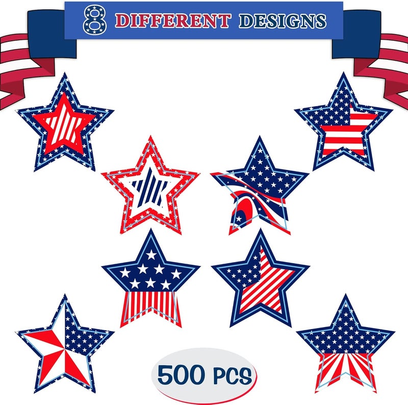 Bueake Patriotic Stickers 500 Pcs, 1.5" Memorial Day Stickers, 4th of July Stars Label (Blue) - Image 2