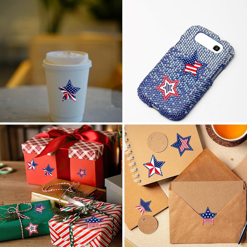 Bueake Patriotic Stickers 500 Pcs, 1.5" Memorial Day Stickers, 4th of July Stars Label (Blue) - Image 3
