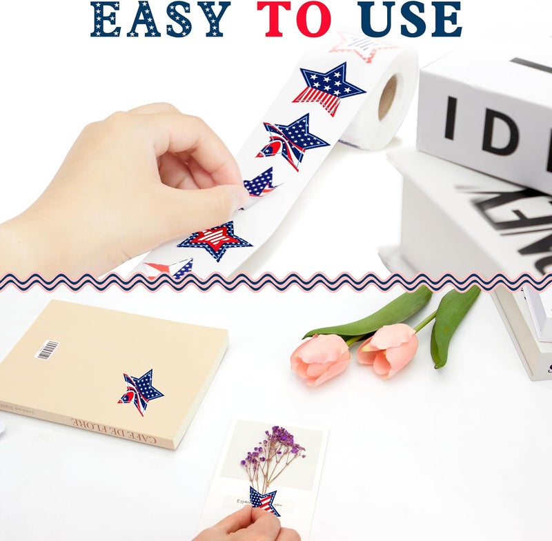 Bueake Patriotic Stickers 500 Pcs, 1.5" Memorial Day Stickers, 4th of July Stars Label (Blue) - Image 4