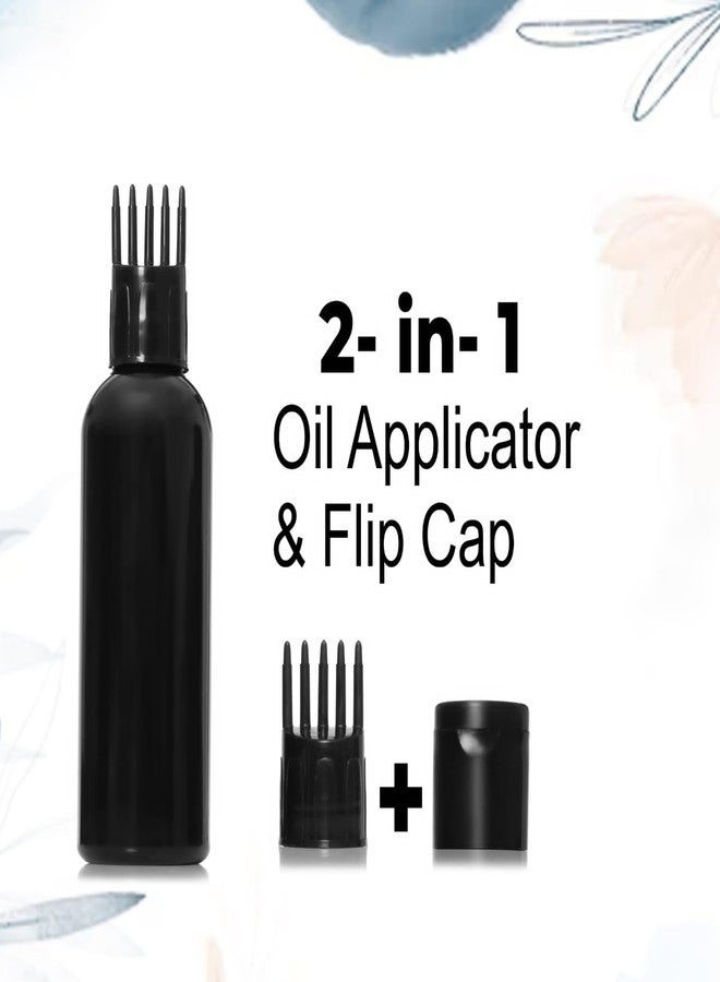 Flora Fresh Empty Cosmetic Containers For Shampoo Bottle, Hair Oil Bottle With Comb Applicator Cap, Black Color/Dispenser, 100ml (Set of 3) - Image 4