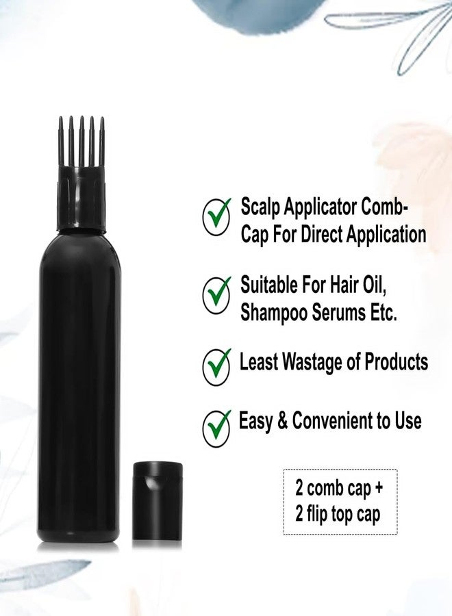 Flora Fresh Empty Cosmetic Containers For Shampoo Bottle, Hair Oil Bottle With Comb Applicator Cap, Black Color/Dispenser, 100ml (Set of 3) - Image 3