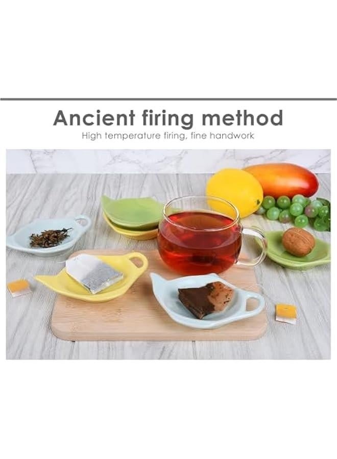 4 Pieces Teapot Shaped Tea Bag Holder Teabag Coaster Seasoning Dish for Sauce Dessert (Green) - Image 3