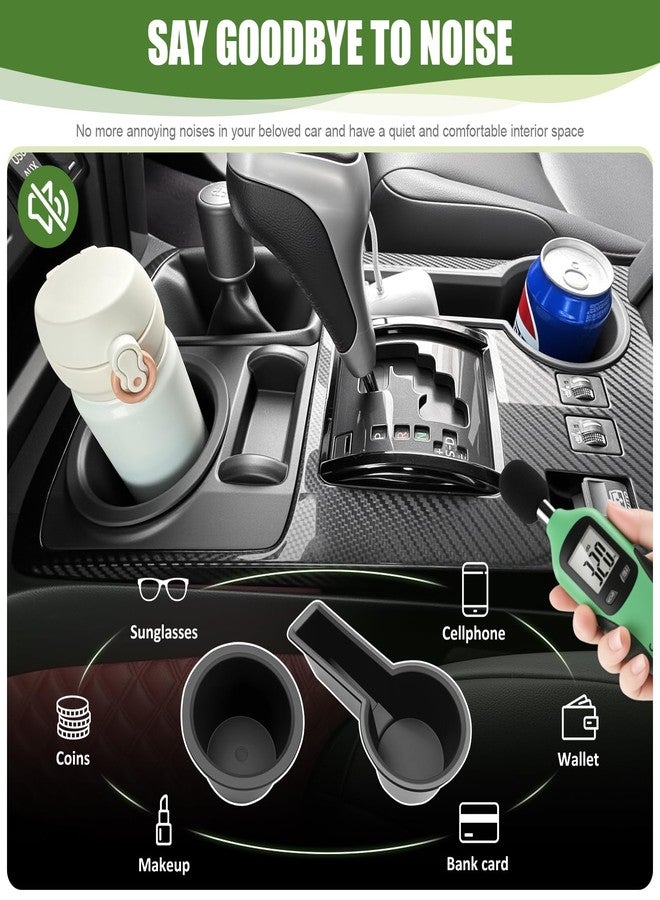 Qyebbk Upgrade Cup Holder Inserts for 2014-2024 Toyota 4Runner Center Console Cupholder Coaster Liner Replaces Mat for 4 Runner Interior Accessories Black(Center Console Left Front+Rear, 2PCS) - Image 5